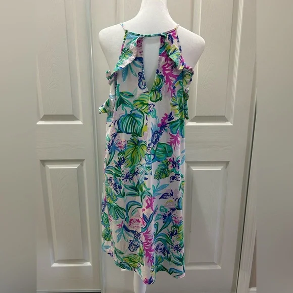 LILLY PULITZER MERMAID IN THE SHADE DRESS. L. PRE OWNED. - Picture 4 of 5